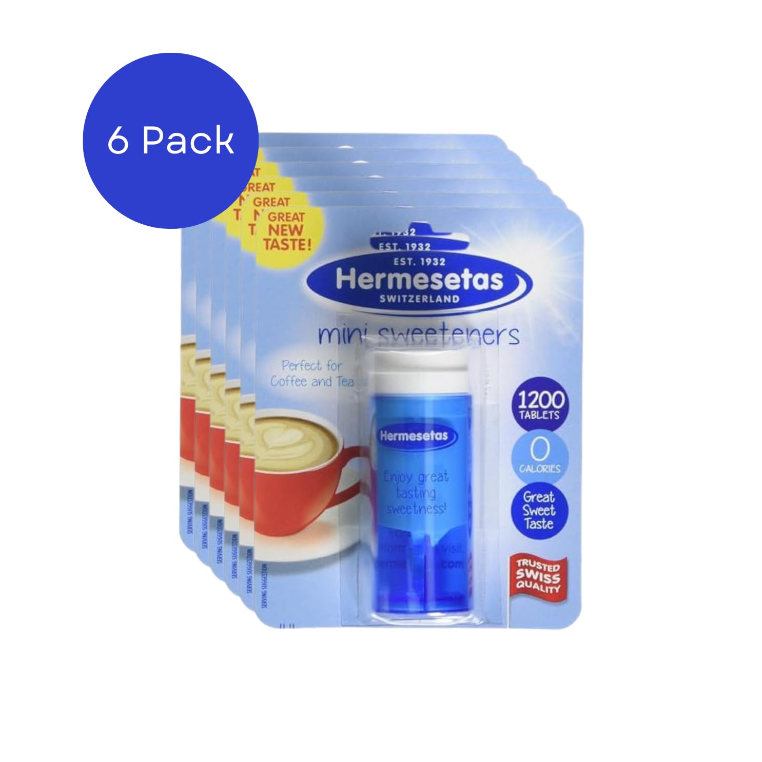 Hermesetas Mini édulcorants 1200 par paquet - Une douceur parfaite sans calories! (Paquet de 6)