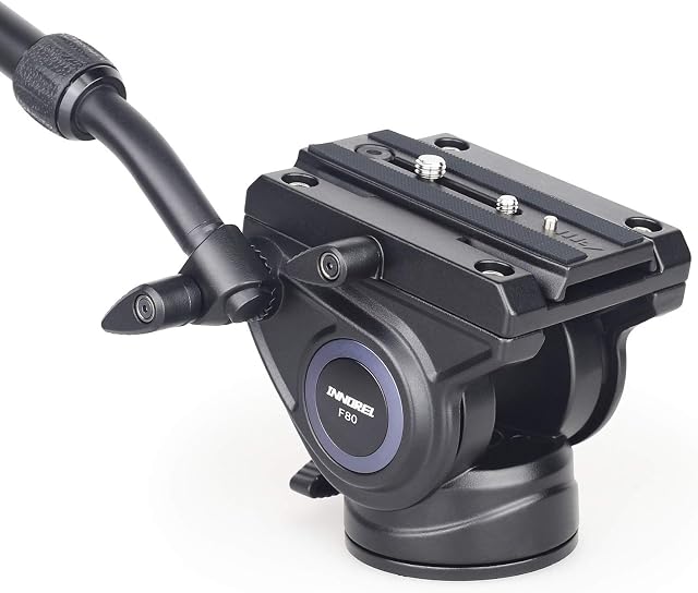 Heavy Duty Tripod Fluid Head-INNOREL F80 Hydraulic Cameras Video Fluid Head with 1/4 and 3/8 in Screws Sliding Plate CNC Professional Panoramic Max Load 24.5lb/12kg for DSLR Camcorders Shooting Film