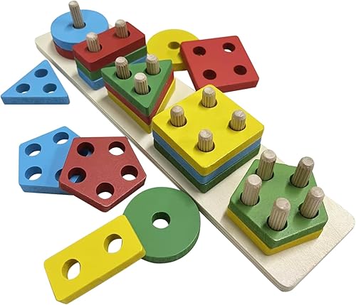 Juguetes Montessori para niños y niñas de 1, 2 y 3 años, juguetes de clasificación y apilamiento de madera para niños pequeños y bebés, juguete