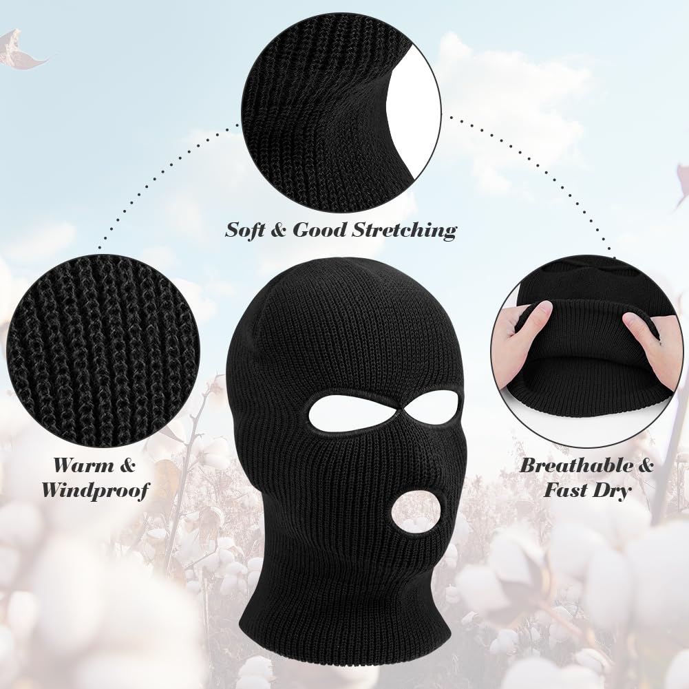 Pasamontañas, 3-Agujeros / 2-Agujeros Pasamontañas, Balaclava, Punto de Invierno Cubierta Facial cálida, Gorro de Esquí para Ciclismo Deportes al Aire Libre