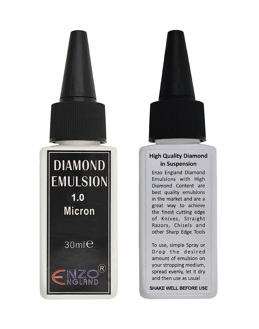 ENZO ENGLAND Poly Diamond Suspension Emulsion Abrasive Lapping Fluid Premium Quality Compound For Stropping Sharpening Honing Polishing Shaving Razor Knife Blade Wood Carving Tools (1.0 Micron)