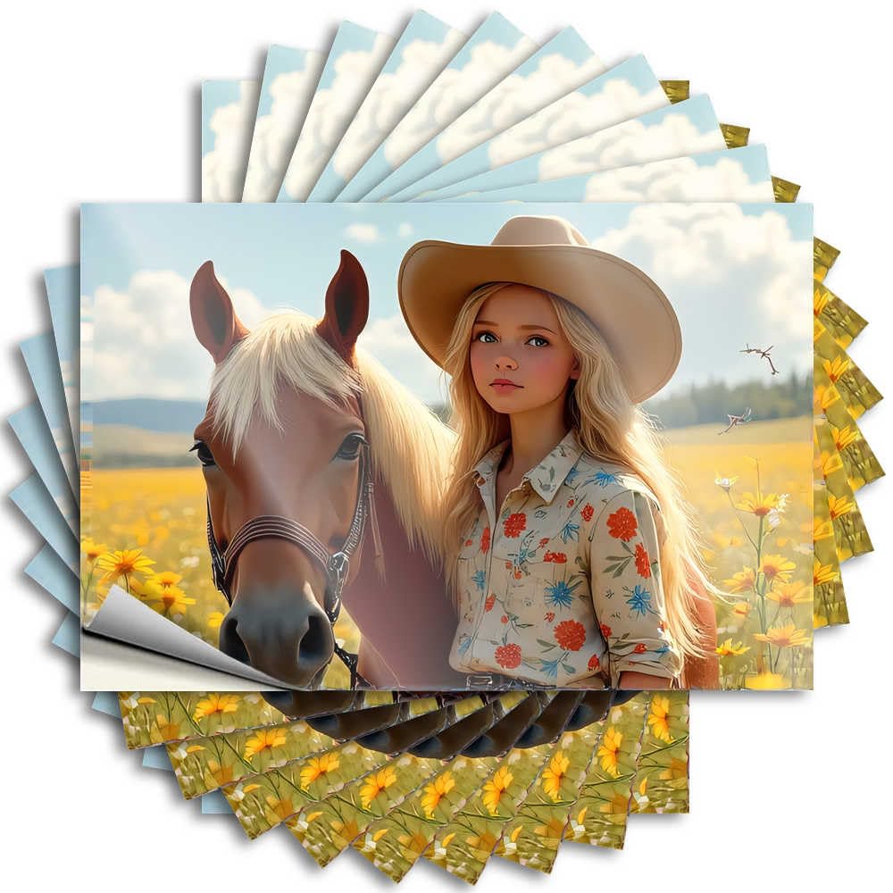Bumper - Half Bumper Floral Dreams: A Woman with Her Horse in A Field of Flowers for Dart Funny Stuff(6X9CM)