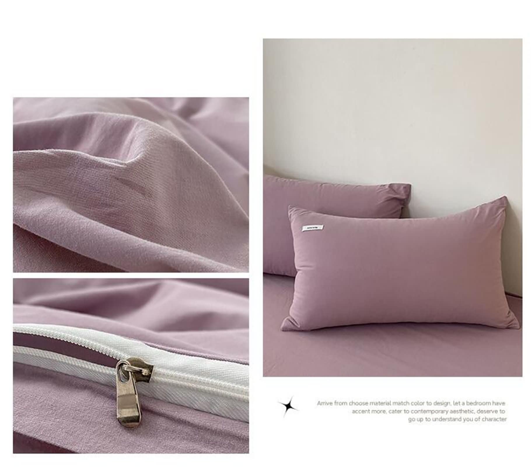 4-częściowy zestaw pościeli na łóżko 200 cm, poszwa na kołdrę 220 x 240 cm, prześcieradło górne 245 x 270 cm i 2 poszewki na poduszki, jednokolorowa, miękka bawełna, jasnofioletowy