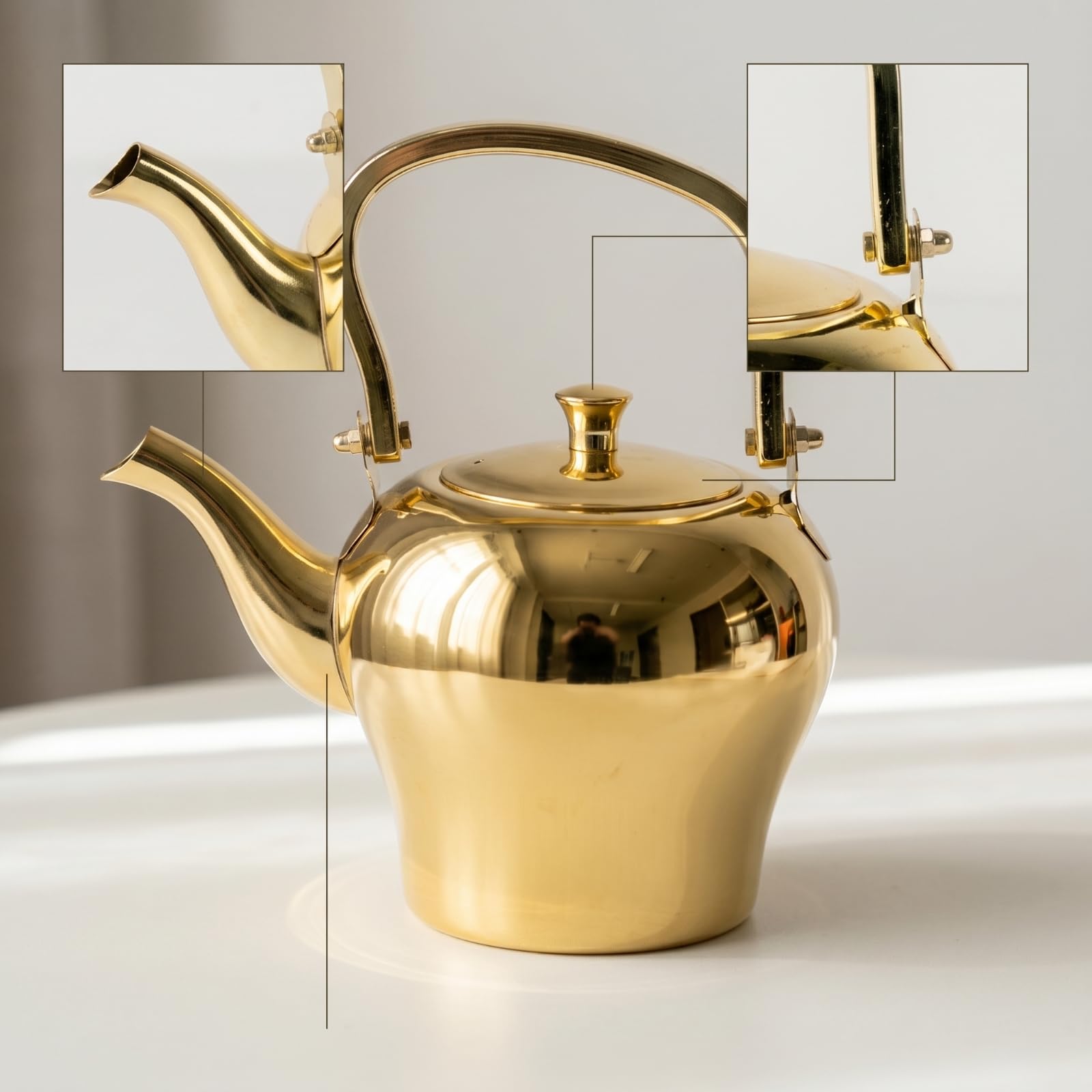Tetera de Acero Inoxidable Tetera Hervidor Jarra con Asa Arqueada Cómoda y Vertido Preciso sin Derrames Acabado Pulido Clásico para, Array, color to 4, 1.6L