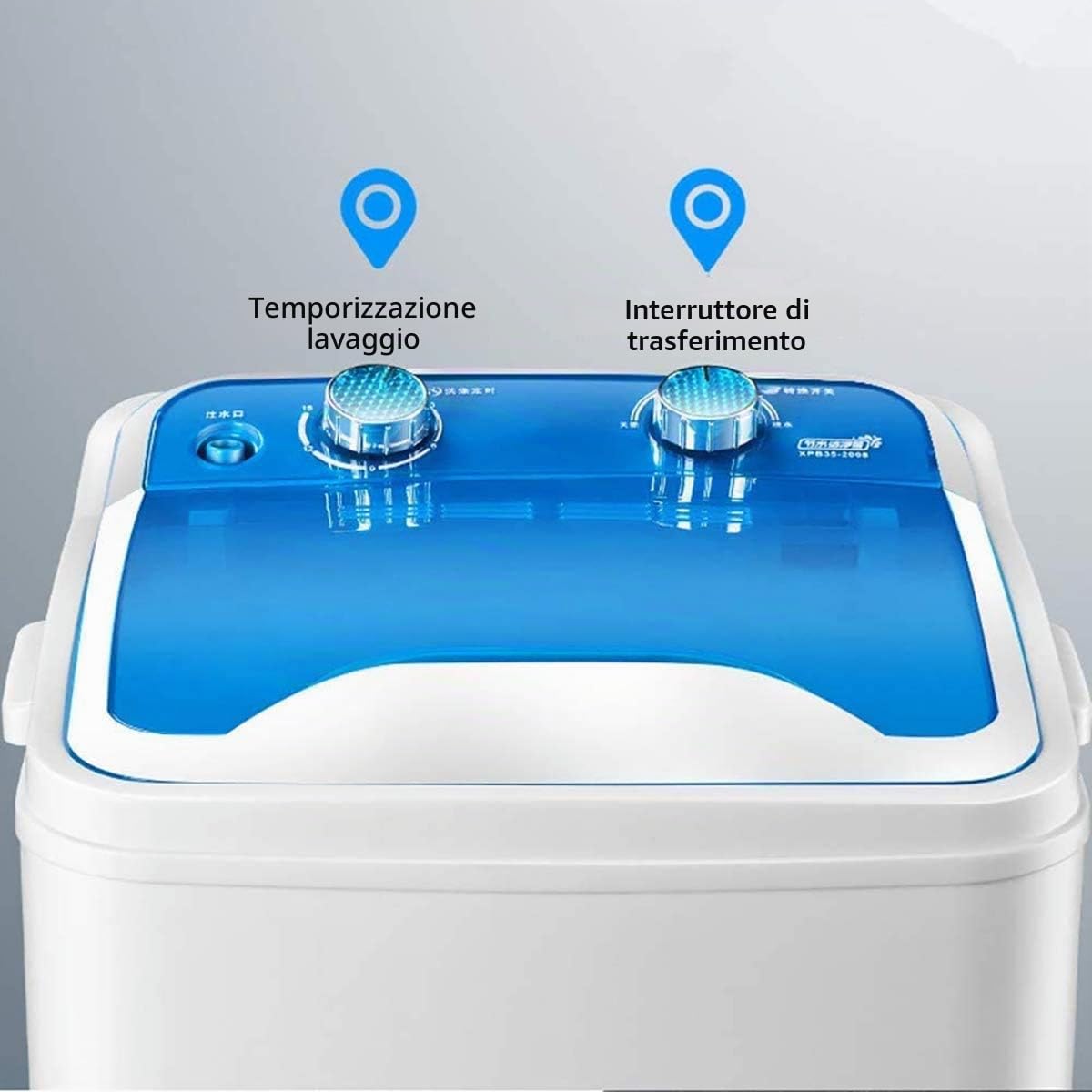 Lavatrice Portatile 7KG capacità Totale Lavaggio Singolo Vasca Centrifuga Disidratazione Pulizia Profonda UV Compatto per dormitori da Campeggio Appartamenti Camere,Nero
