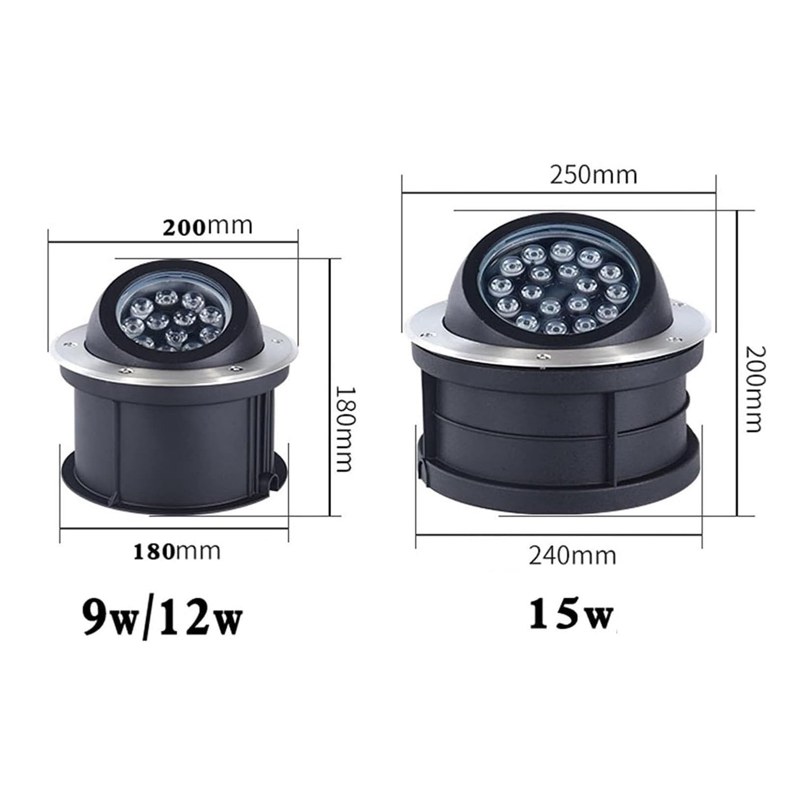 Oświetlenie ogrodowe - zewnętrzne lampy do wkopywania w ziemię, okrągła lampa LED ze stali nierdzewnej do wkopywania w ziemię, wodoodporna lampa punktowa IP67 do ogrodu,Yellow-9W(24V)
