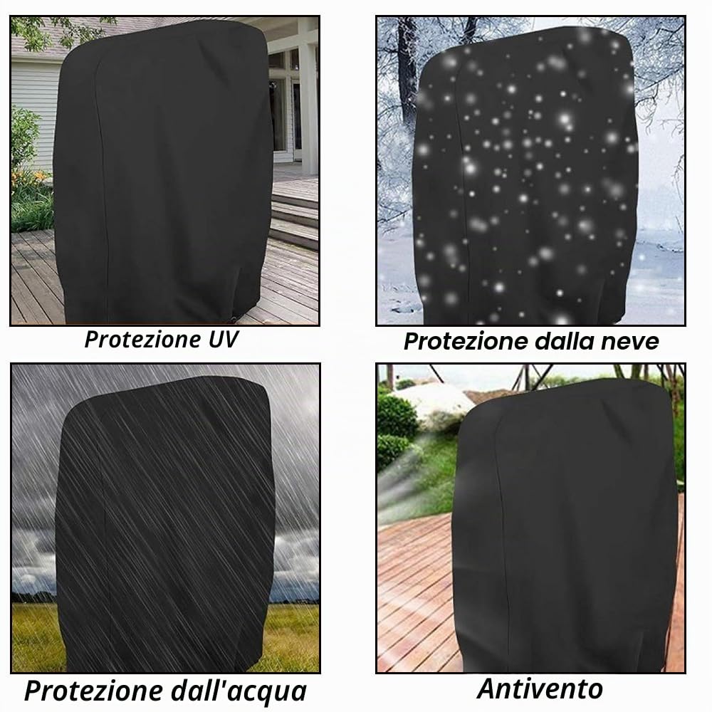 2 coperture per sedie pieghevoli per esterni, 82 x 93 x 22 cm, impermeabili, per la casa, il giardino, i mobili (nero)
