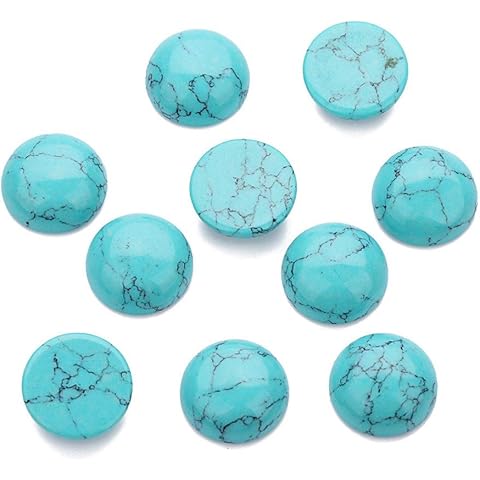 EXCEART Jewelry Making Beads 20pcs 14mm Turquoise Half Round Flat Back Beads for Earring Necklace Bracelet Jewelry Making Natural Gemstone Beads