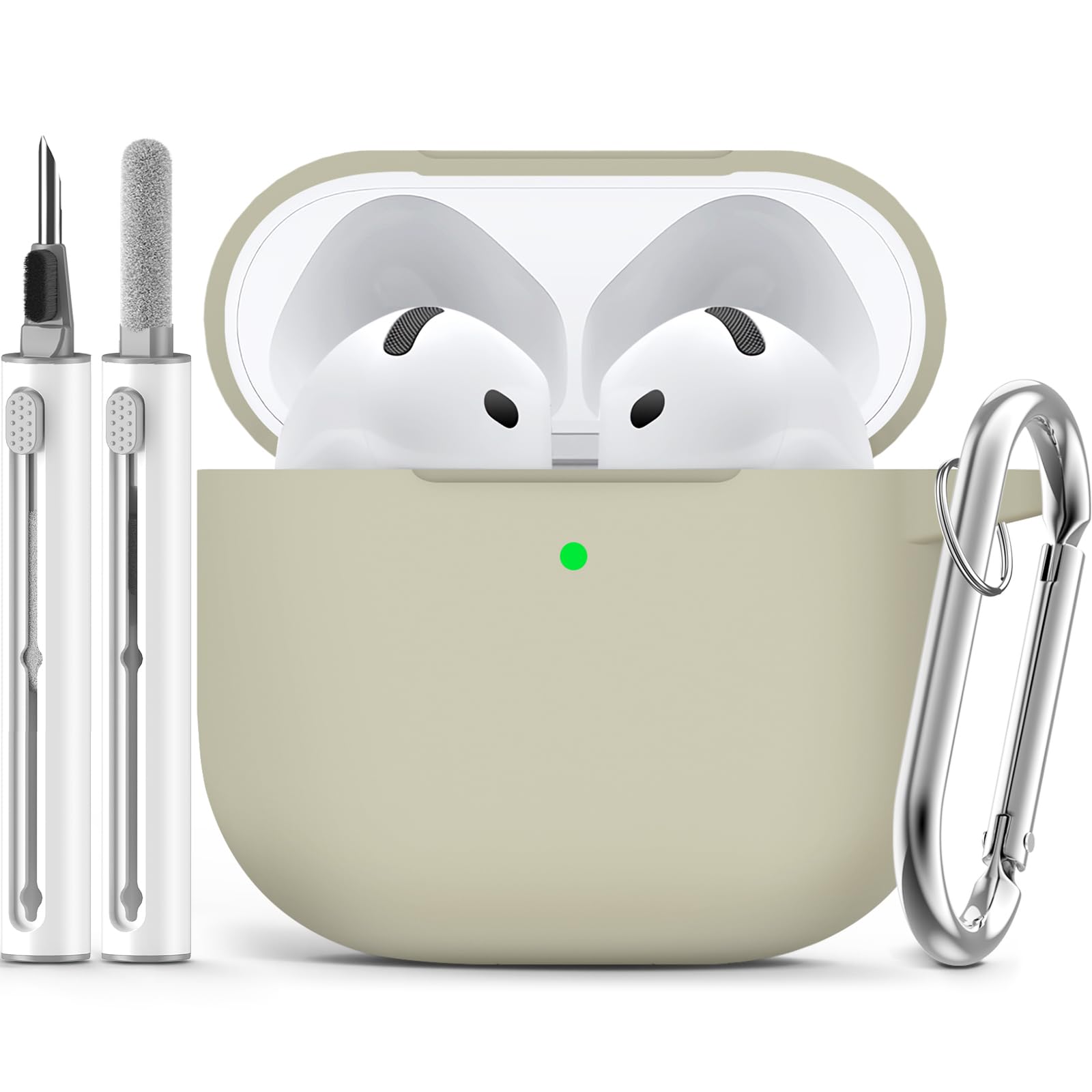 Ljusmicker for AirPods 4 Case 2024 with Cleaner Kit,Soft Silicone Protective Cover for Apple AirPods 4th Generation Cases for Women Men,AirPod 4 Case