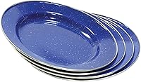 Vista 9 de Stansport Deluxe 24-Piece Enamel Tableware Set - Enamel Plates and Bowls Lightweight and Durable Camp Dish Set for Camping and Backpacking Plates