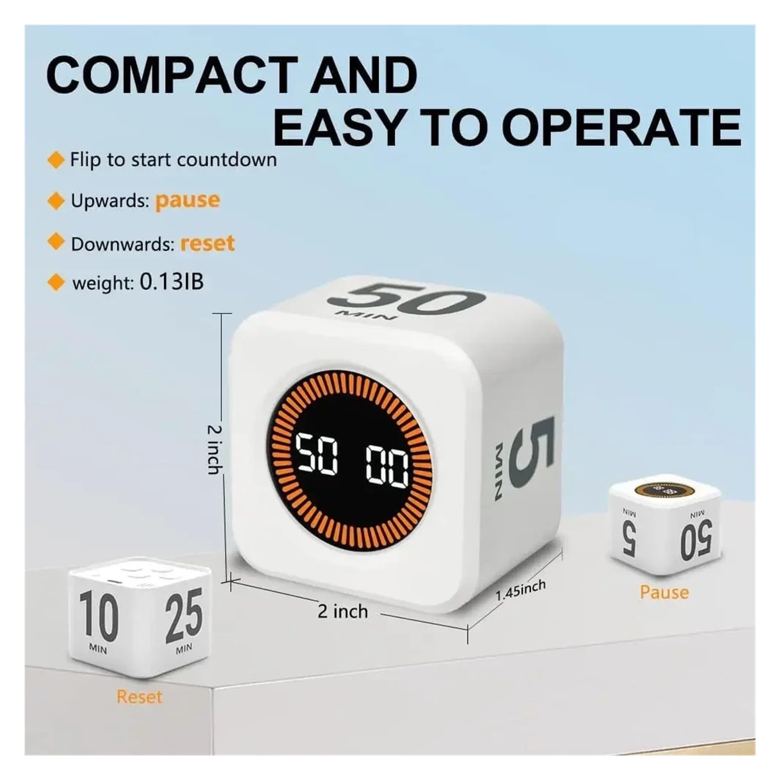 Cuenta Regresiva Preestablecida Del Temporizador Pomodoro Visual Giratorio | Adecuado for hornear en la cocina, estudiar y productividad en la oficina.(2PCS-White-Black)