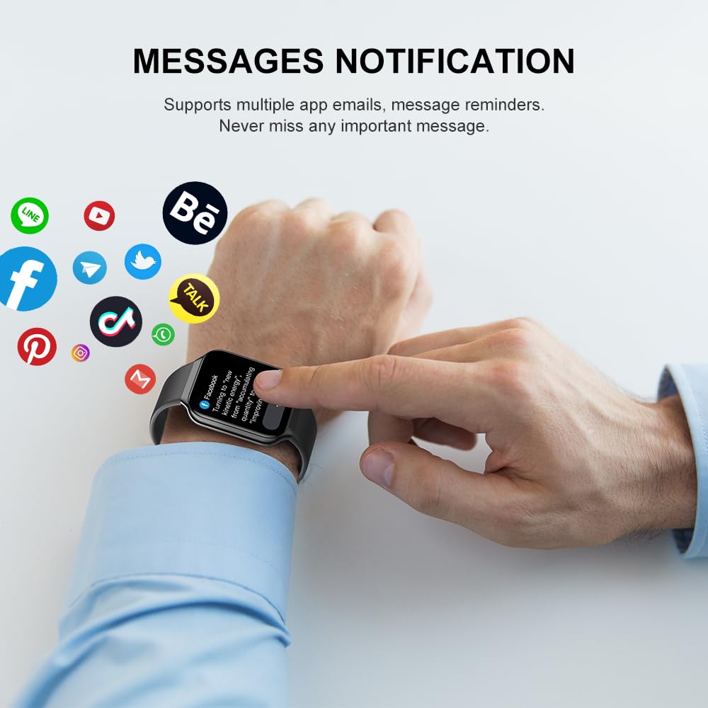 Hendari Smartwatch Uomo Donna, 1.96" Orologio Smartwatch con Effettua/Risposta Chiamate, 140+Modalità Sportive Impermeabile IP68, Smart Watch con Monitoraggio del SpO2/Sonno/Contapassi per IOS/Android