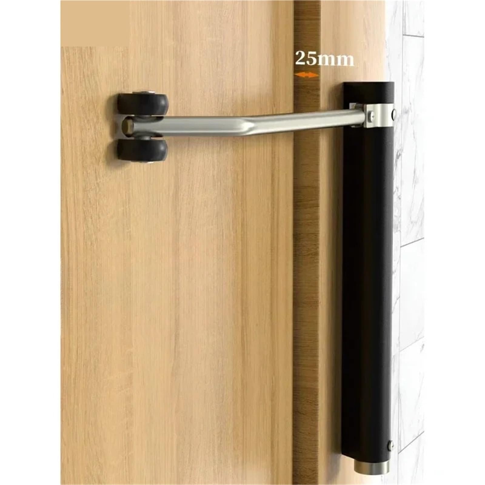 Chiudiporta automatico in lega di alluminio da 2 pezzi invisibile for porta for uso domestico Cerniera a molla con ritorno Per Porte(Black)