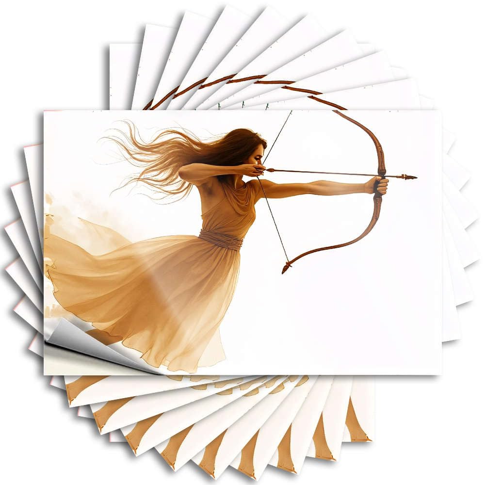 Tattoos Fire Men Cave Decor Case A Woman in A Flowing Dress Aiming an Arrow. - No Residue Decals for Boss(6X9CM)