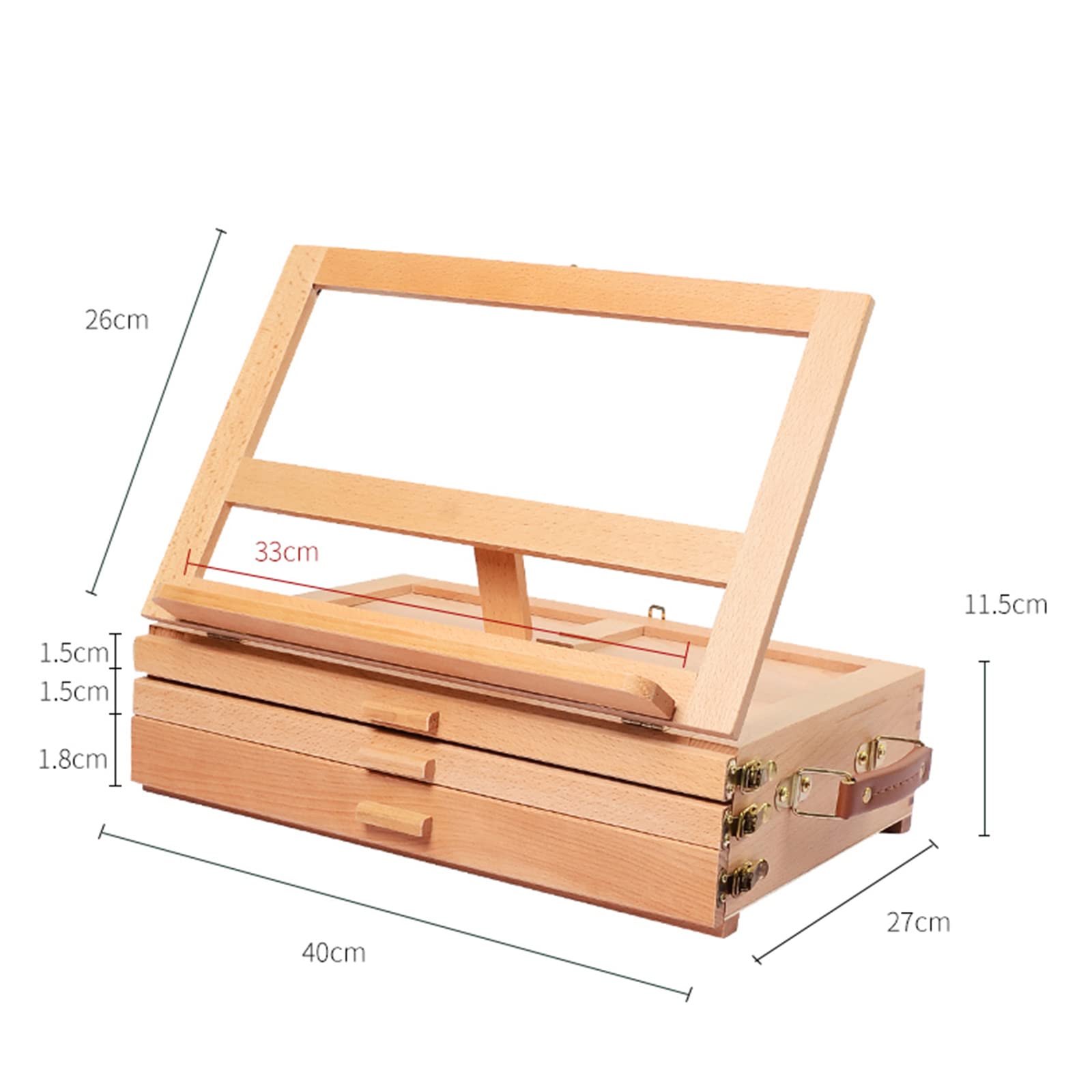 DJAR Tischstaffelei Aus Buchenholz - Verstellbare Malstaffelei Mit 3 Schubladen