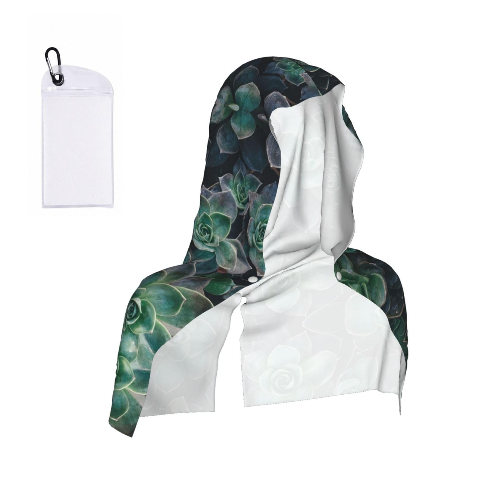 ESNAIUVCD Succulent Plants Print Multifunctional Cooling Hoodie Bandana Portable Sweat Absorbing Design For Beach Workouts Exercise Heat Relief Accessories