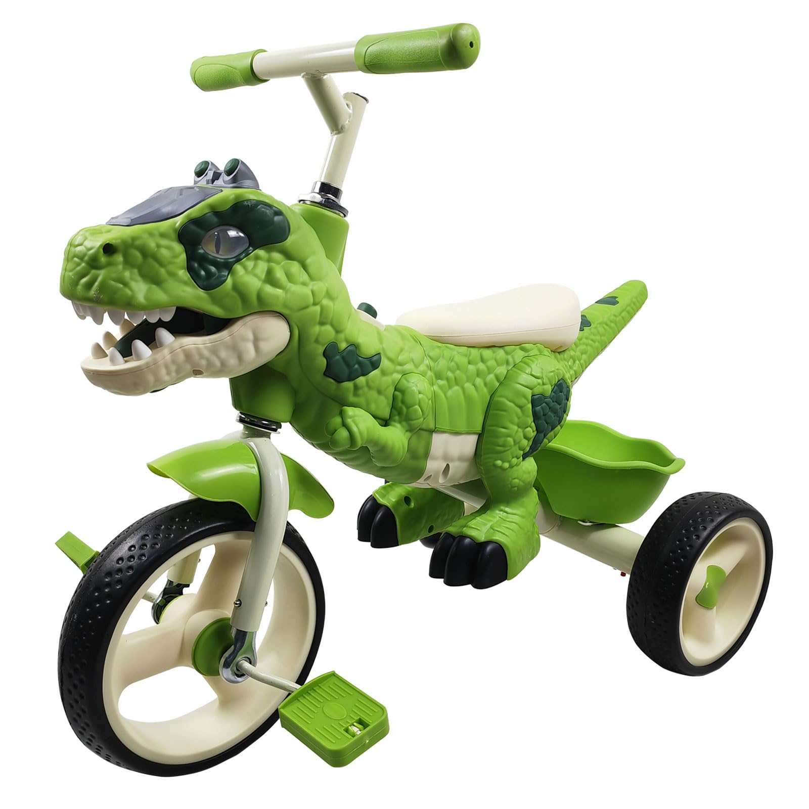 HQBB-888 Dinosaur Kids Tricycle for Ages 2-6, Toddler Tricycle Bike Big Wheel Trike with Music Lighting and Rubber Tires, Preschool Daycare Kids Bike, Gift and Toy for 2-6 Boys and Girls