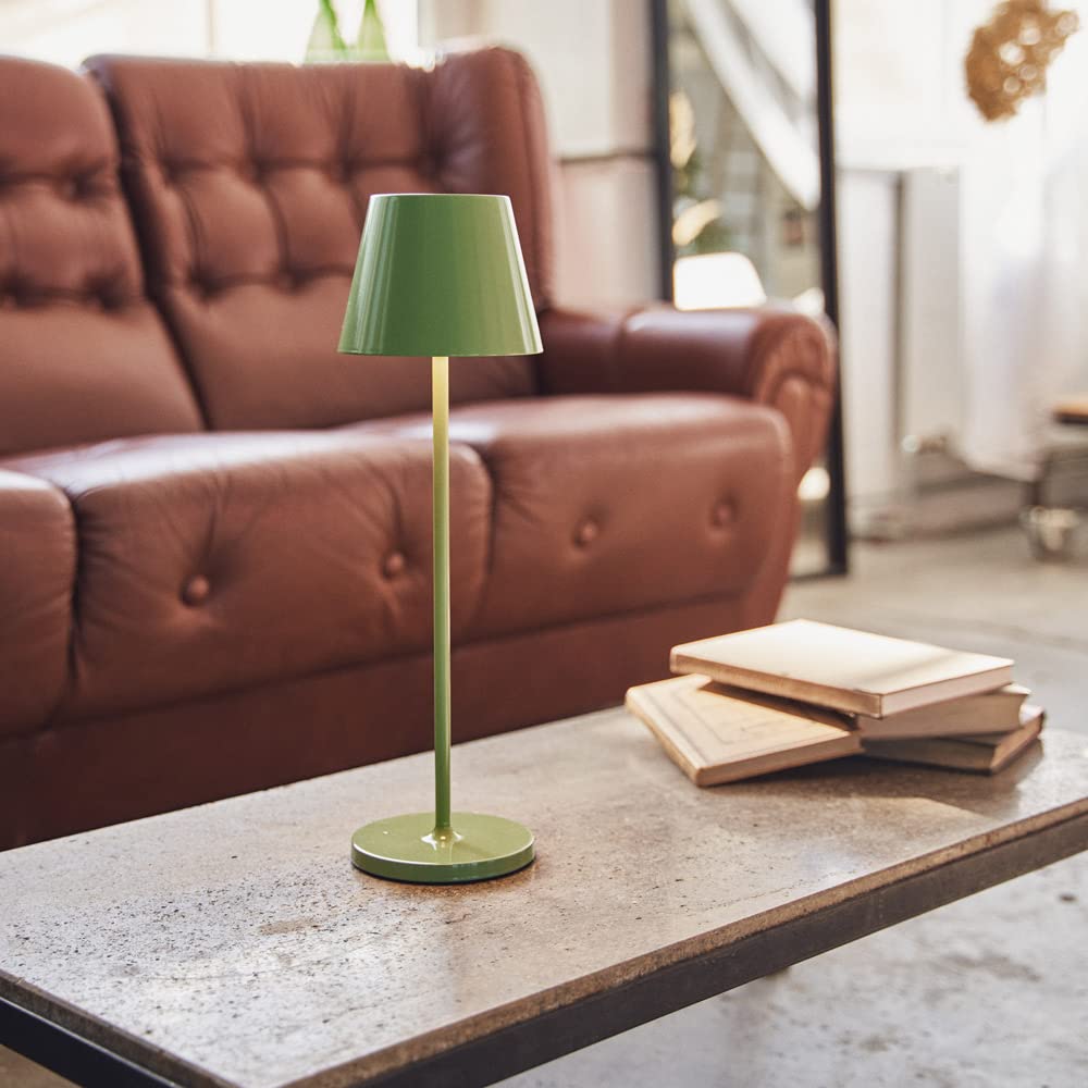 NCC-Licht LED Tischlampe kabellos aufladbar Grün 2,2W warmweiß 2700K, mit Touchdimmer, Akku Tischleuchte für Innen und Außen IP54