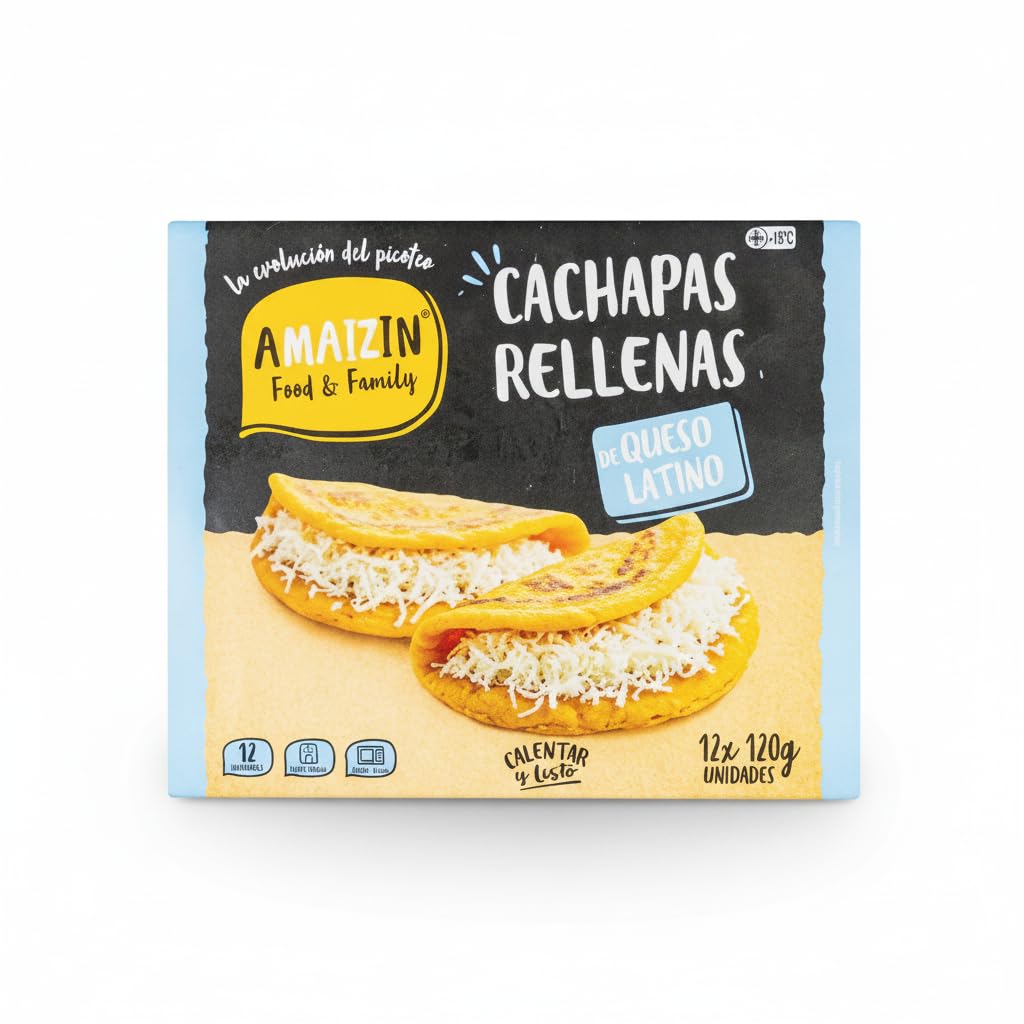 Cachapas Rellenas de Queso - Pack de 12 Unidades (1440g) - Masa de Maíz Tierno Cocinada a la Plancha - Plato Tradicional Venezolano Listo para Calentar - Ideal para Microondas y Air Fryer - NEXU