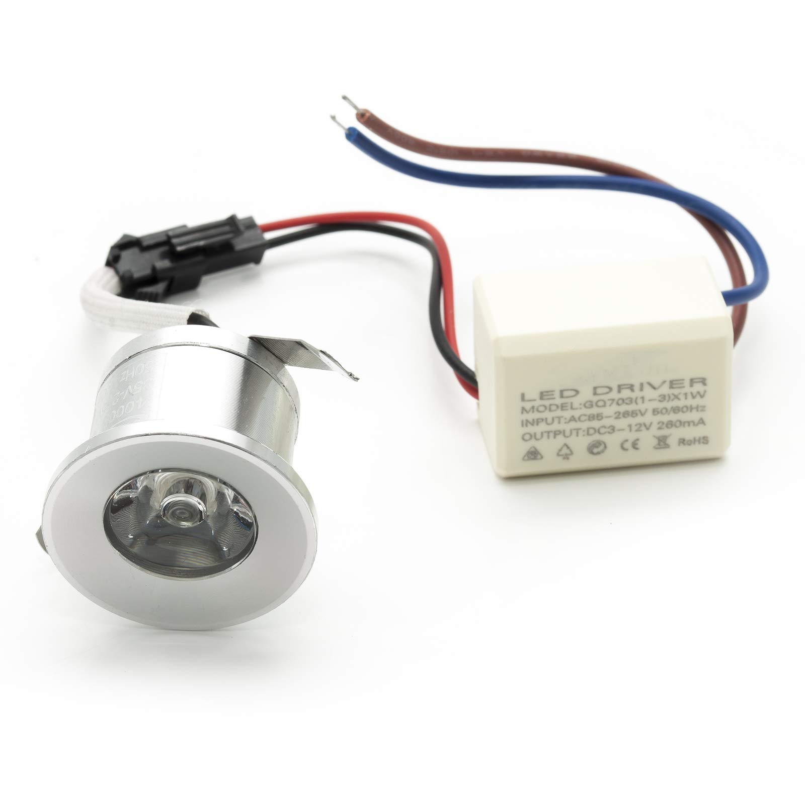 Planetitaly Foco mini LED empotrable luz escala 1W 220V IP20 agujero 25 30 mm