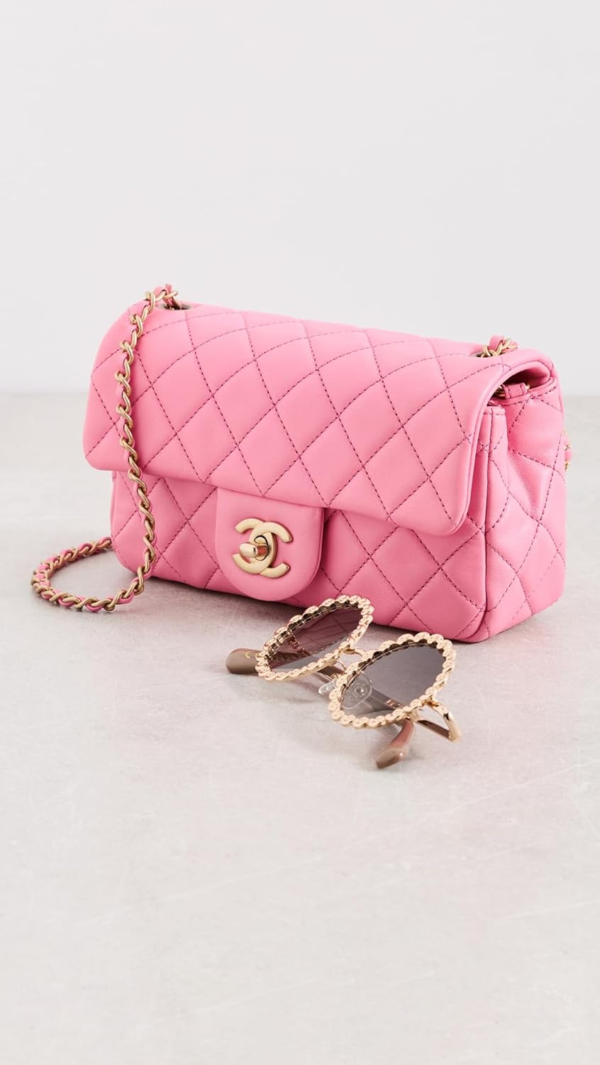 WHAT GOES AROUND COMES AROUND Women's Pre-Loved Chanel Pink Lambskin Pearl Crush Rectangle Bag - Image 3
