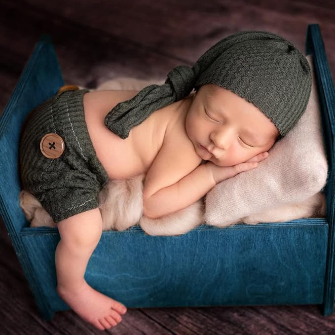 3-teiliges Bären Baby Kostüm - Strickoutfit Mit Schuhen Für Neugeborenen-Fotoshootings