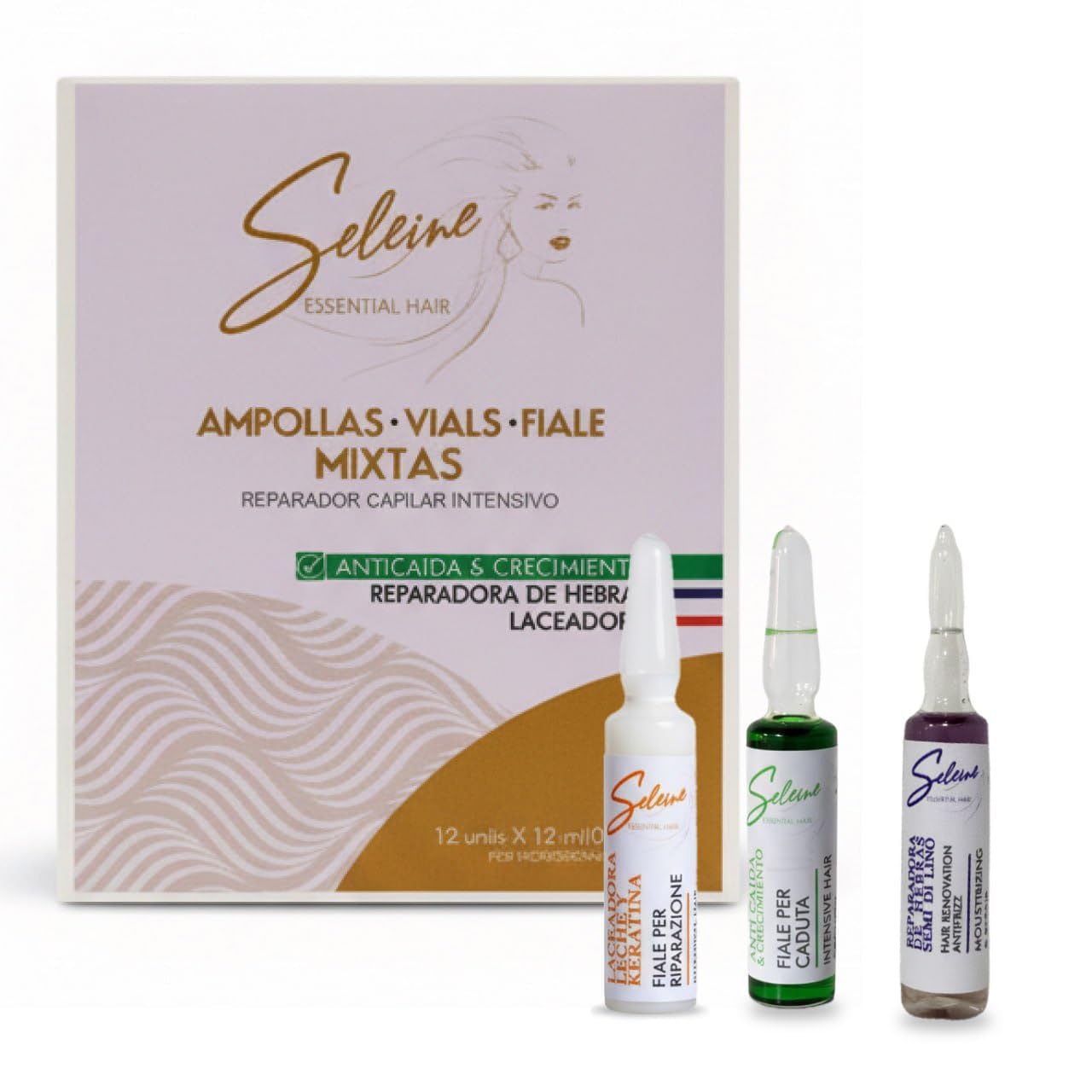 – Hair Ampoules – Professional Hair Repair Treatment for Damaged Hair, Hair Loss & Growth – Keratin, Semi Di Lino & Milk Formulas – (12 x 0.4 fl oz)