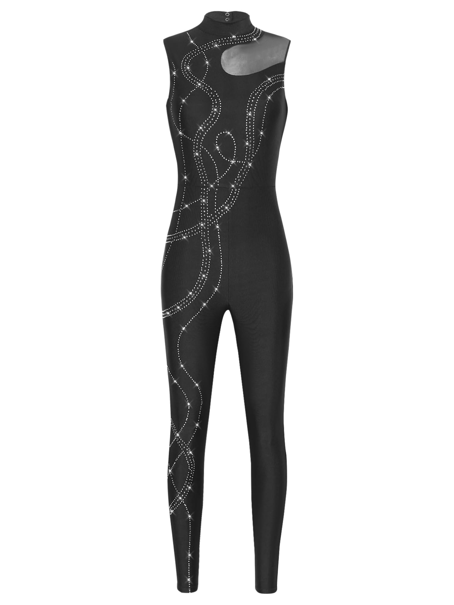 TiaoBug Maillot De Danza Ballet Mujer Body De Malla Transparente Sin Mangas Jumpsuit Deportivo Ropa Para Gimnasio Fitness
