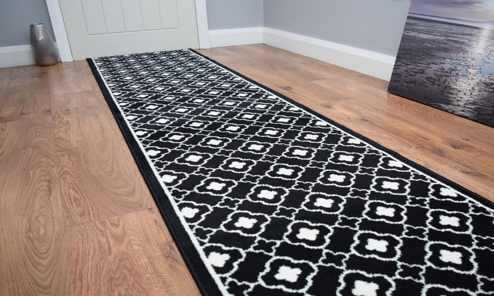 SrS Rugs® Luna Collection, Modern Long Carpet Runner Rug for Entrance Hall and Stairs. Smooth Soft 8mm Depth Pile. 70cm Wide (Cloud Black, Length: 27' (823cm)) — image 1