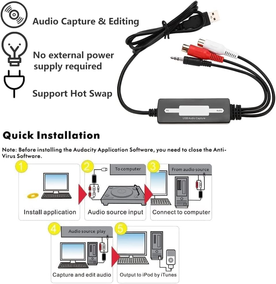 Quick Installation diagram for Tobo USB Audio Capture