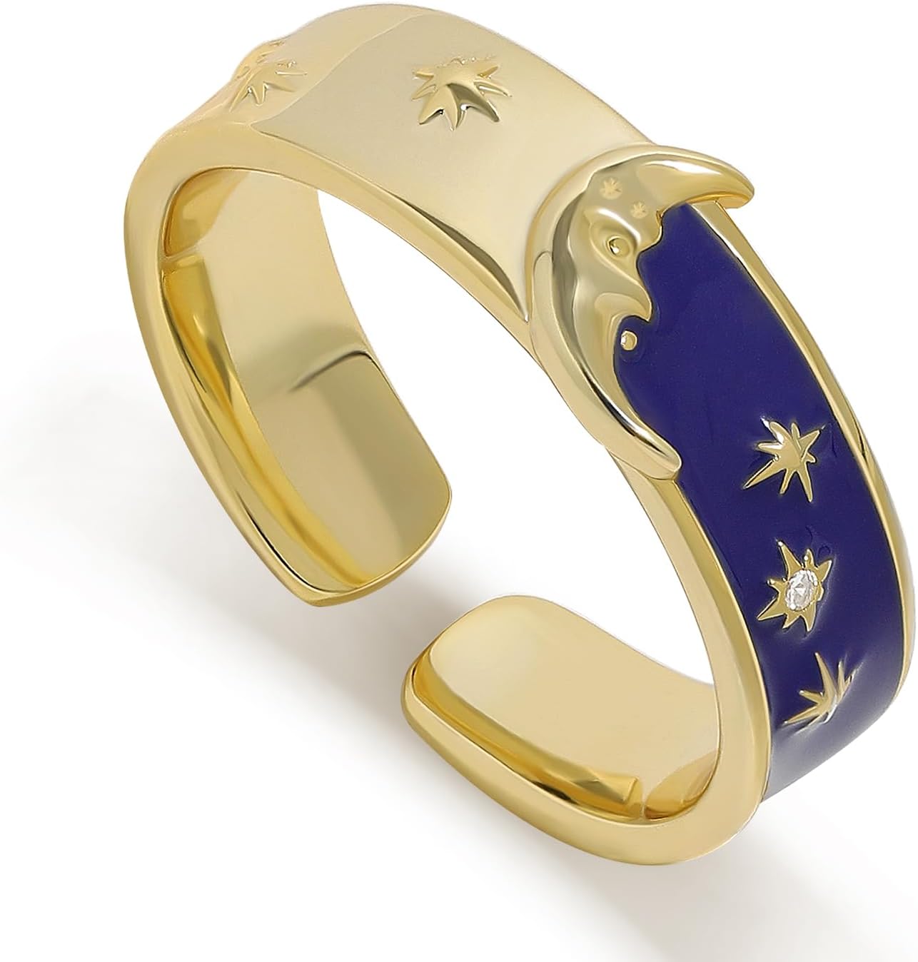 Meissa Celestial Sun and Moon Ring for Women 925 Sterling Silver Statement Ring Boho Jewelry Gold Plated Vintage Ring Size Adjustable Gold Band Thumb Ring Gift for Women Girls