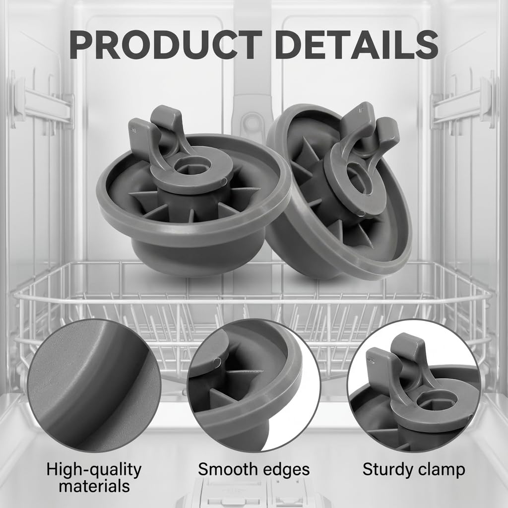 Roulette Lave Vaisselle pour Panier Inférieur, Lot de 8 Basket Roller Universel Haute Résistance, Compatible avec Bosch & Siemens, Réparation Rapide du Panier de Lave-Vaisselle Couvert, Modèle 165314 - 4