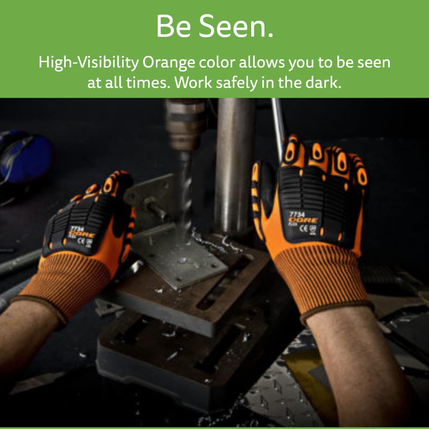 Cordova 7734 OGRE-Flex 13-Gauge Gloves,Hi-Vis Orange Polyester Shell,TPR Protectors,Nitrile Coating, Reinforced Thumb Crotch