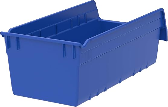 Akro-Mils 30088 ShelfMax Plastic Nesting Shelf Bin Box, 18 x 8 x 6 inches, Blue, Case of 8