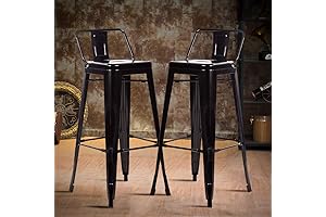 Beymill Industrial Tolix-Style Bar Stools for a Modern and Stackable Seating Solution (Set of 2)
