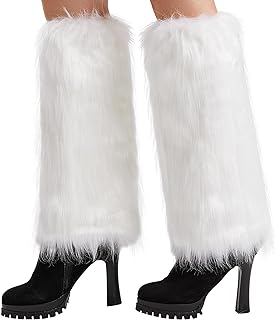 Nanxson Womens Fur Leg Warmer Winter Furry Long Boot Cuffs Cover TTW0034 | Thermal Knee High Long Stocking,Boots Cover,Winter Fur Fluffy Boot Cuffs,Covers Party Accessories for Women