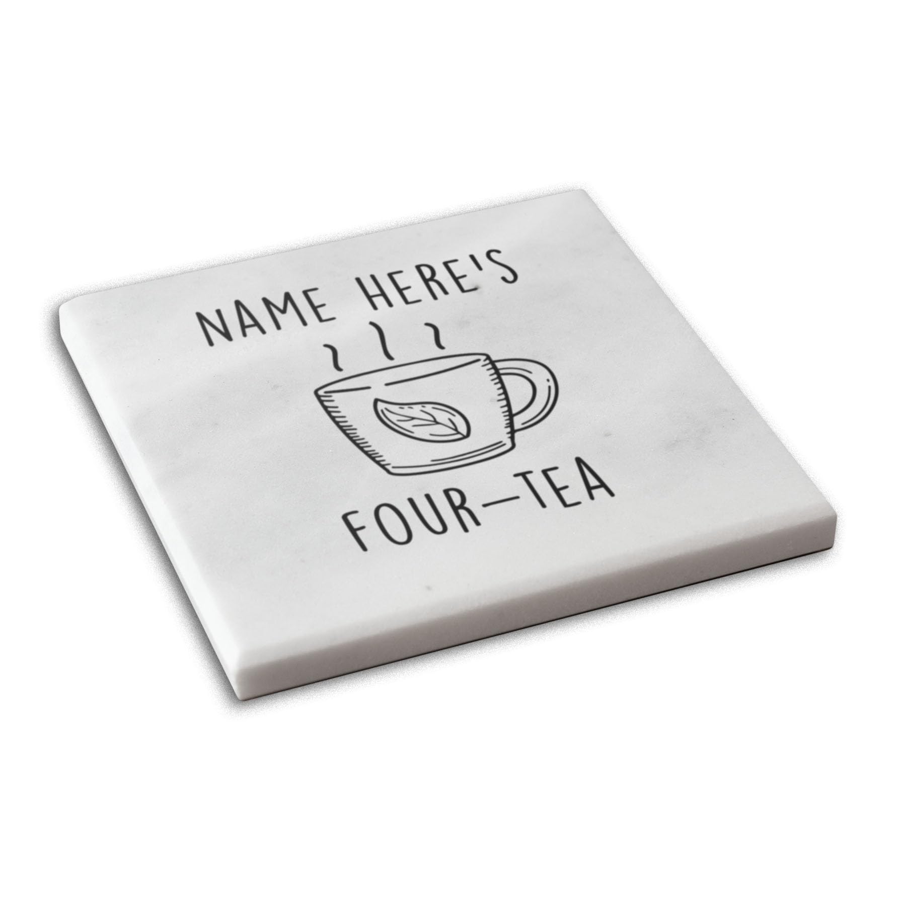 A1 Graphics Ltd Grey Four Tea Solid Marble Coaster Drink Coaster Personalised 40Th Birthday Gift (Grey)