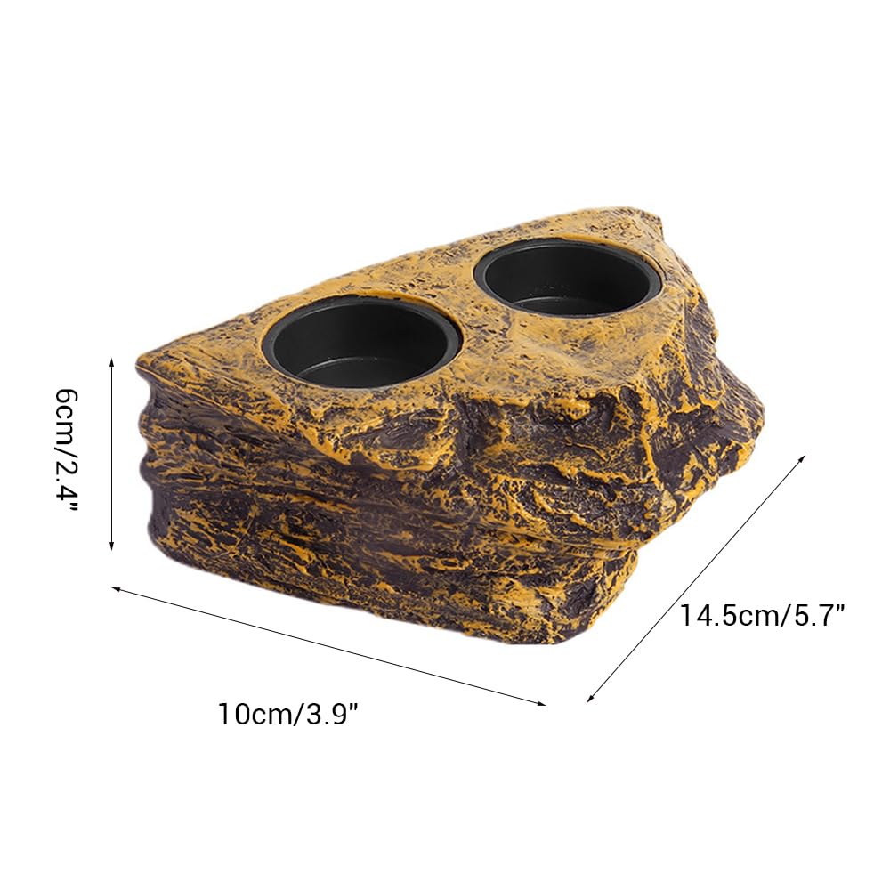 MiOYOOW Repisa magnética para reptiles, repisa de alimentación de geco de doble cuenco con 2 tazas de alimentación para ranas, tortugas, lagartos, reptiles y gecos