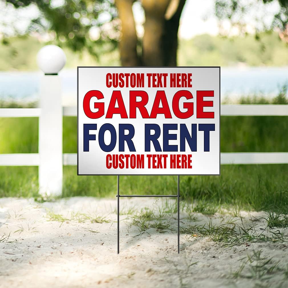 Fastasticdeals Custom Weatherproof Yard Sign Rentals Garage for Rent Red Blue Lawn Garden 18x12 Inches 1 Side Print Personalized Text Here