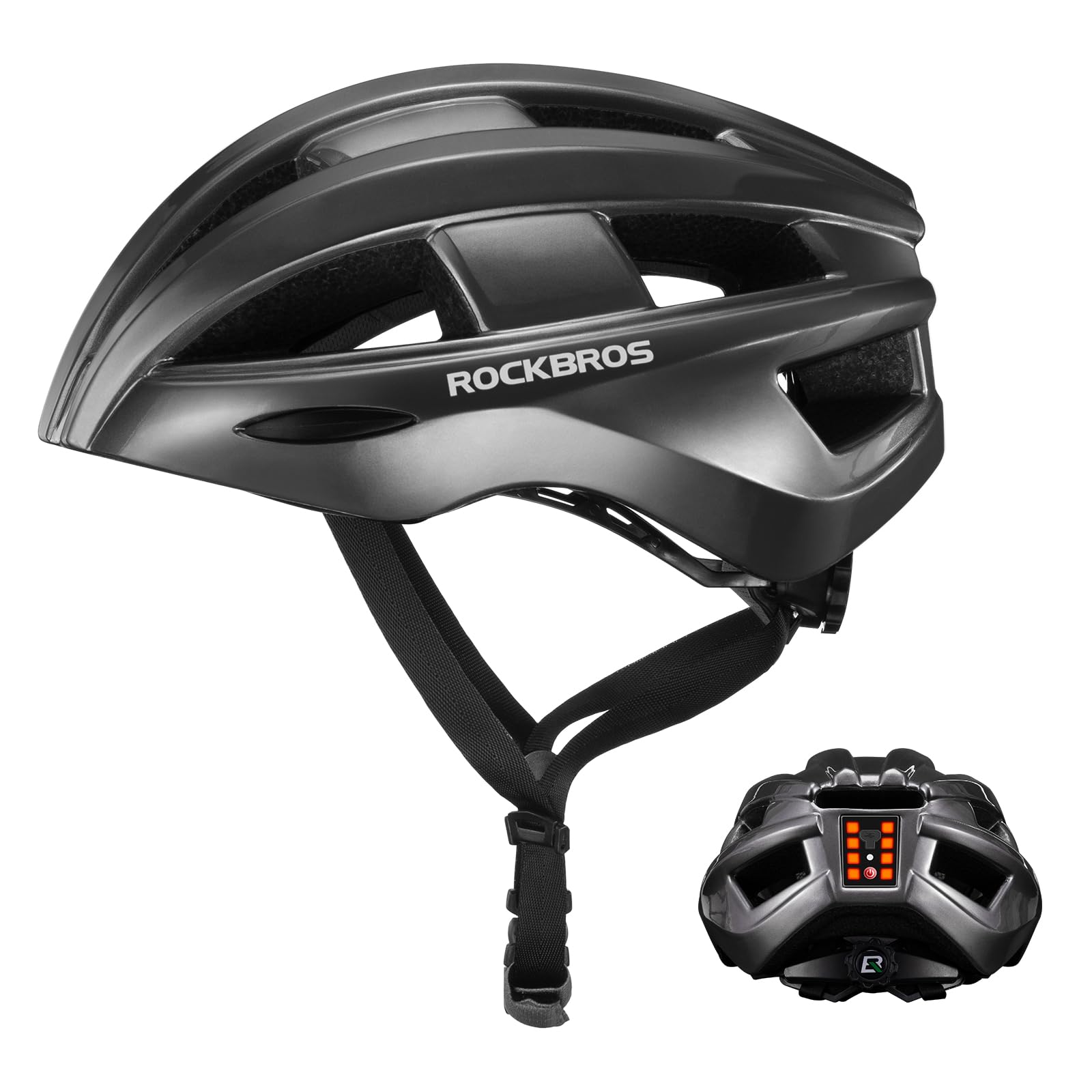 ROCKBROS Bike Helmet With Tail Light Rechargeable Light-Up Adults Lightweight Breathable Mountain Road Bike Helmets Adjustable 55-60cm