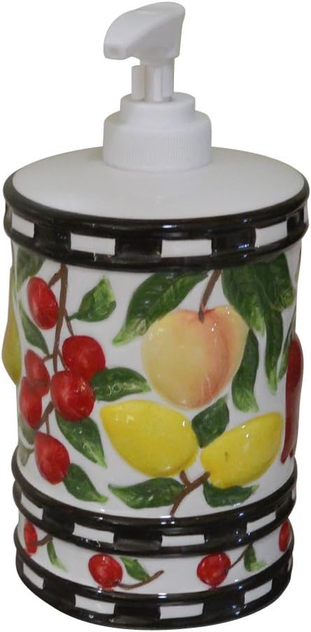 Designer, Fruit Themed, Colorful, Ceramic Pump Countertop Soap and Lotion Dispenser