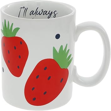 Pavilion Gift Company- Strawberries - 18 oz Mug Strawberries Fruit Summer Coffee Tea Cup Drinkware Kitchen Decor Wife Girlfriend Fiance Gift