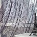 Produktbild Hukz Doppelter SpitzenvorhangFloral schiere Vorhang Tüll Fenster Behandlung Voile Drape Valance 1 Panel StoffL x W: 180cm x 145cm (grau)
