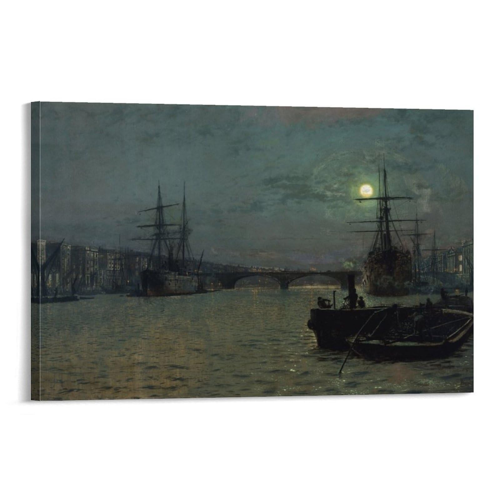 London Bridge - Half Tide, 1884 By John_Atkinson_Grimshaw Wall Art Prints Poster Picture Print Canvas Poster Wall Paint Art Posters Decor Modern Home Artworks 24x36inch(60x90cm)