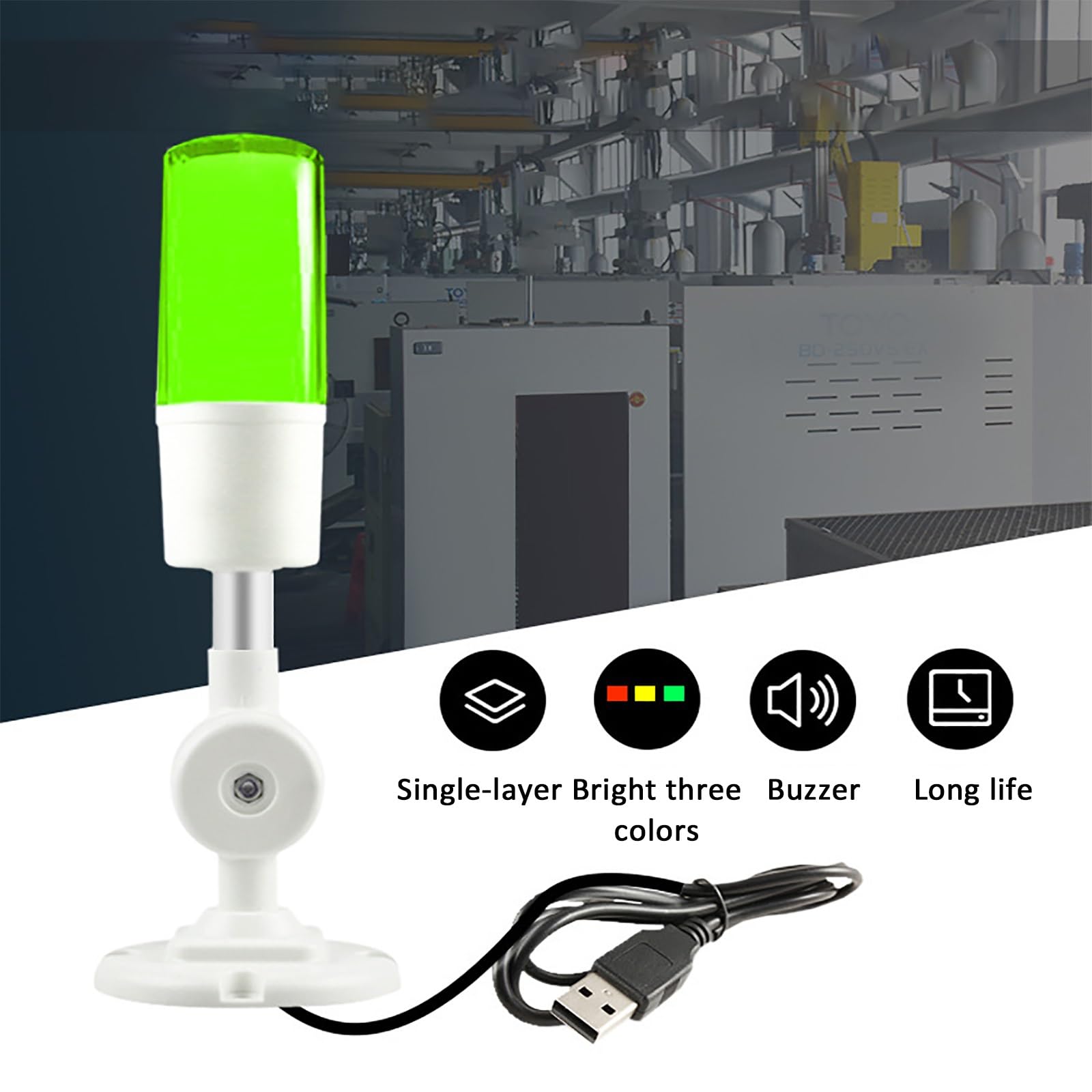 Desarrollo de Software Luz de Advertencia Tricolor, Interfaz USB, Programable, Luz Indicadora de Equipo de Máquina Herramienta de 3 W con Zumbador