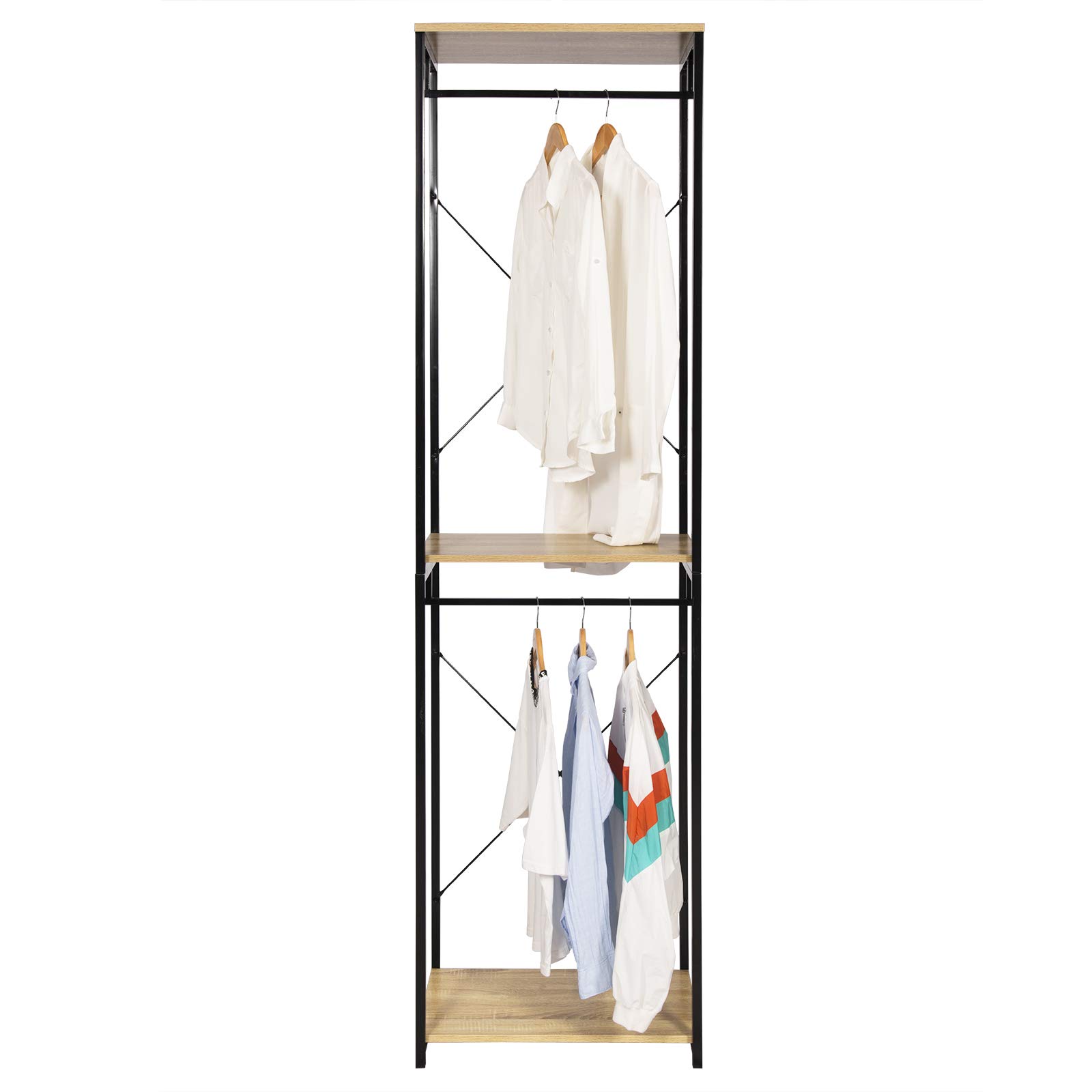 Rack à vêtements stable LWX avec étagère et porte-chaussures