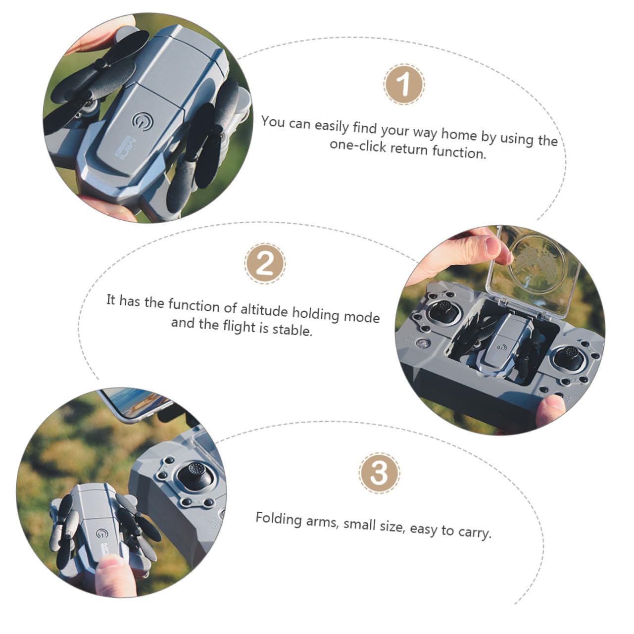 WOONEKY Drone Gps Mini Pieghevole, Telecamera 4k e Ritorno Automatico, Stabile, per Fotografia Aerea e Selfie,
