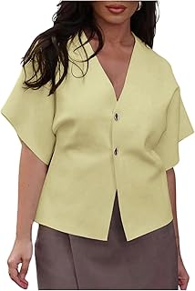 Women's Old Money Clothes Summer Short Sleeve Cardigans V Neck Button Down Lightweight Outerwear Knit Sweater