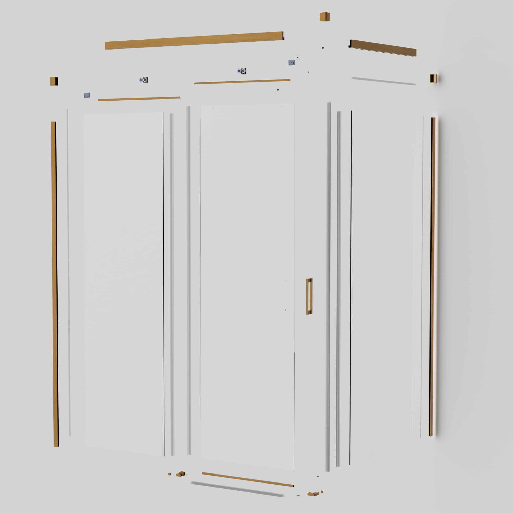 IMEX - Mampara Ducha 2 Fijas + 1 Corredera 100x70cm Oro Cepillado | Mampara Angular con Cristal Reversible y Perfilería de Aluminio con 195cm de Altura | Vidrio con Grosor 6mm y Cierre Magnético