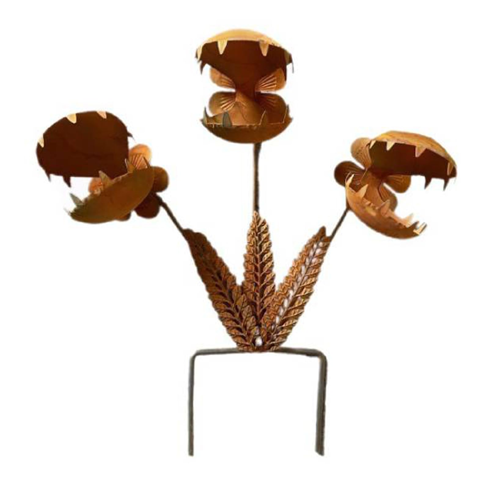Whimsical Metal Carnivorous Plant Garden Stake Large Venus Flytrap